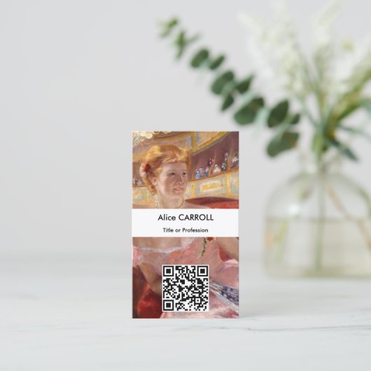 Mary Cassatt - Women Pearl Necklace Loge - QR Code Visitenkarte (Stehend Vorderseite)