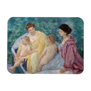 Mary Cassatt - Zwei Mütter mit Kindern in einem Bo Magnet
