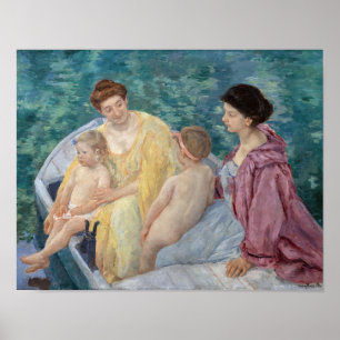 Mary Cassatt - Zwei Mütter mit Kindern in einem Bo Poster