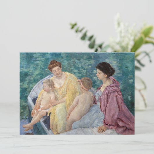 Mary Cassatt - Zwei Mütter und Kinder in einem Boo Einladung (Stehend Vorderseite)