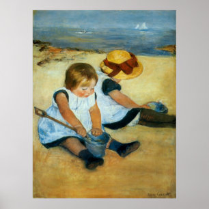 Mary Cassatts Children on the Beach (1884) Poster