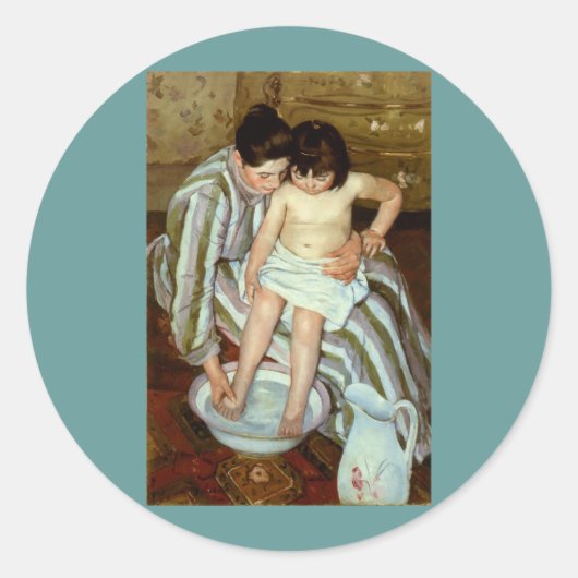 Mary Cassatts Kinderbad (ca. 1892) Runder Aufkleber (Vorderseite)