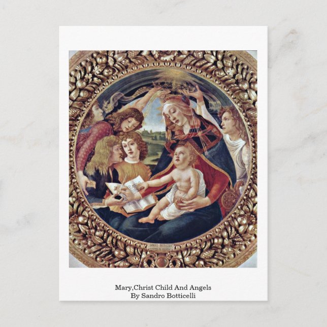 Mary, Christ Child and Angels by Sandro Botticelli Postkarte (Vorderseite)