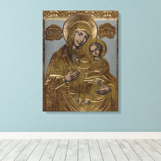 Mary Christ Child Gold Lithograph 1872 Leinwanddruck (Insitu (Holzboden))