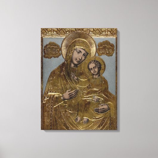 Mary Christ Child Gold Lithograph 1872 Leinwanddruck (Vorderseite)