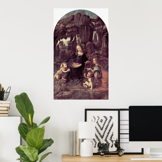 Mary, Christ Kind und Engel von Leonardo da Vinci Poster (Heimbüro)