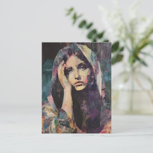 Mary Collage Postkarte (Stehend Vorderseite)