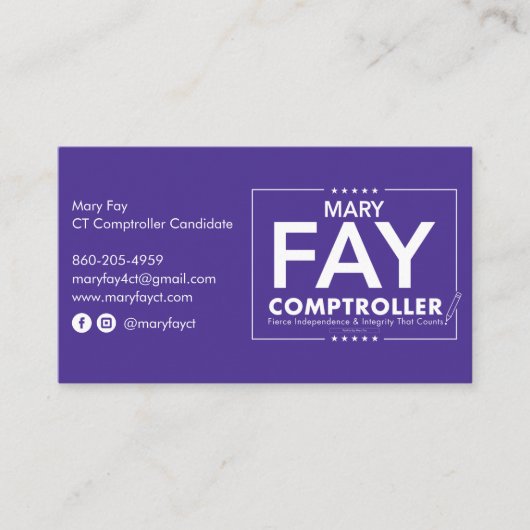 Mary Fay Business Cards Visitenkarte (Vorderseite)