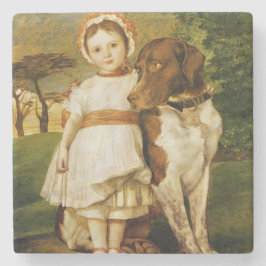 Mary Fox mit ihrem spanischen Pointer Dog (G.F. Wa Steinuntersetzer
