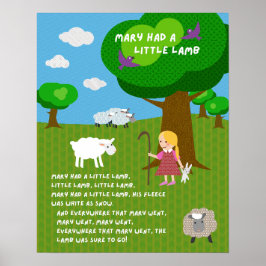 Mary Had a Little Lamb Nursery Rhyme Poster