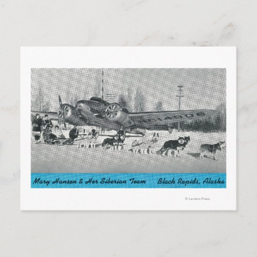 Mary Hansen & Siberians mit Flugzeug Postkarte (Vorderseite)