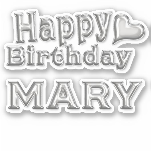 Mary Happy Birthday silver Aufkleber Sticker (Vorderseite)