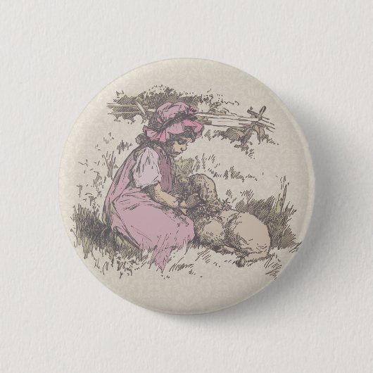 Mary hatte ein kleines Lamm Kinderreim Button (Vorderseite)