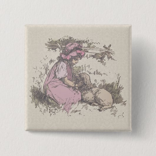 Mary hatte einen kleinen Lamm-Kinderzimmer-Rhyme Button (Vorderseite)