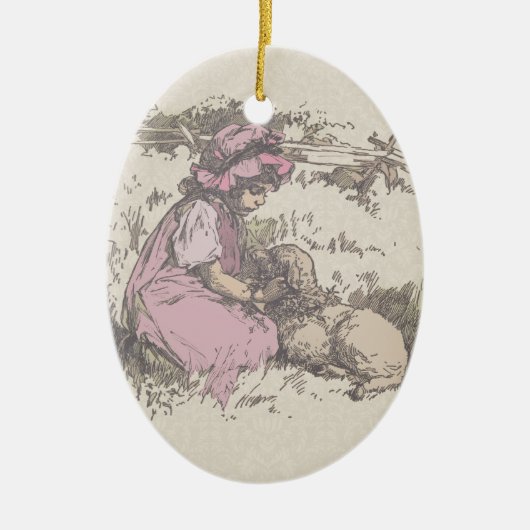 Mary hatte einen kleinen Lamm-Kinderzimmer-Rhyme Keramik Ornament (Vorne)