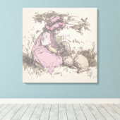 Mary hatte einen kleinen Lamm-Kinderzimmer-Rhyme Leinwanddruck (Insitu (Holzboden))