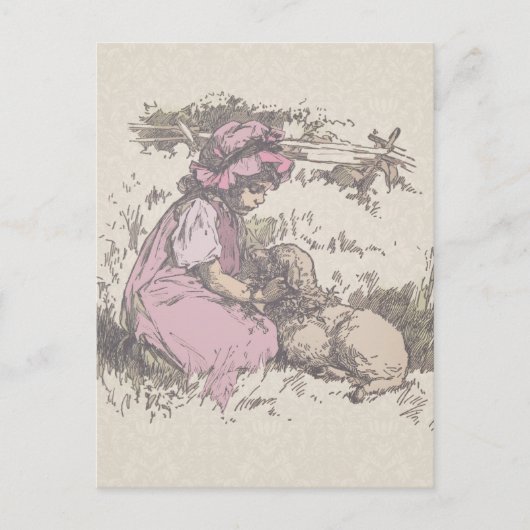 Mary hatte einen kleinen Lamm-Kinderzimmer-Rhyme Postkarte (Vorderseite)