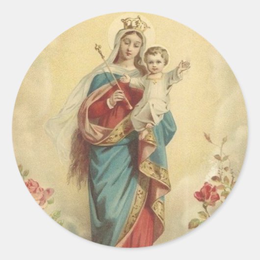 Mary Help of Christians Runder Aufkleber (Vorderseite)