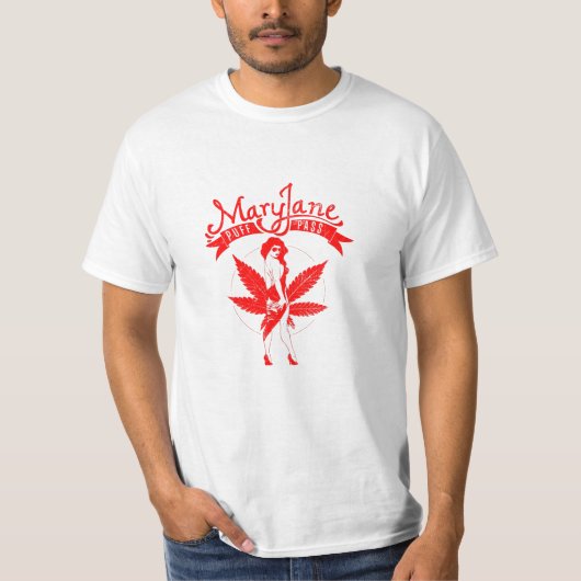 Mary Jane Puff Pass Frauenwerk Rot T-Shirt (Vorderseite)
