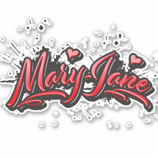 Mary-Jane red Heart Graffiti Aufkleber Sticker (Vorderseite)