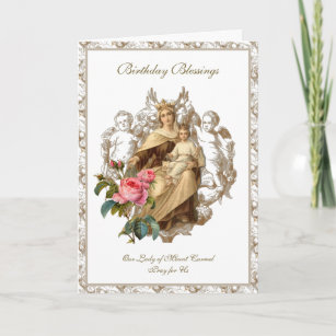 Mary Jesus Angels Mount Carmel Rose Religiös Karte