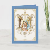 Mary Jesus Floral Scripture Blue Gold Karte (Vorderseite)