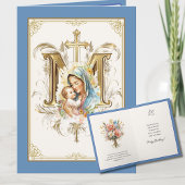 Mary Jesus Floral Scripture Blue Gold Karte