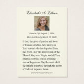 Mary Jesus Funeral Memorial Prayer Holy Card (Rückseite)