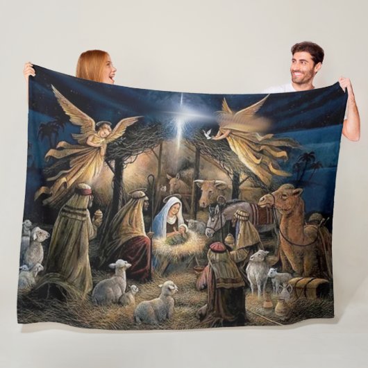 MARY, JESUS und JOSEPH im MANGER Fleecedecke (Beispiel)