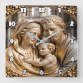 Mary, Joseph, and the infant Jesus Quadratische Wanduhr (Vorderseite)