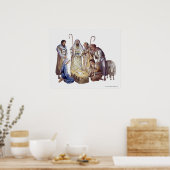 Mary, Joseph und Hirten, die den Säugling Jesus um Poster (Küche)