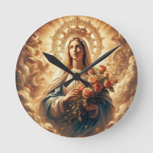 Mary Jungfrau Jesus Runde Wanduhr