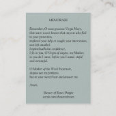 Mary-Königin der Engel Memorare Gebets-heiligen Visitenkarte (Rückseite)