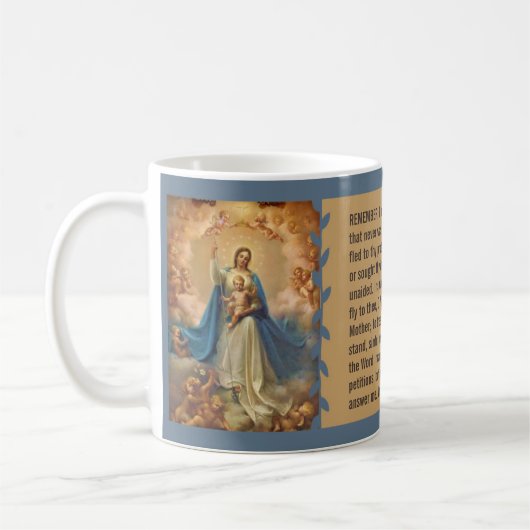 Mary-Königin von Himmels-Jesus-Engeln Memorare Kaffeetasse (Links)