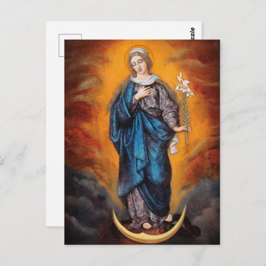 Mary, Madonna Lily, Crescent Moon Postkarte (Vorne/Hinten)