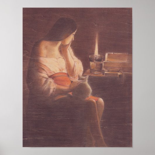 Mary Magdalene and the cat Georges de La Tour Poster (Vorne)