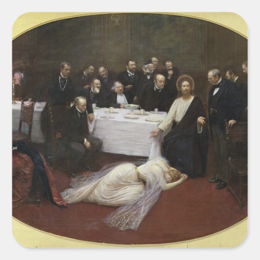 Mary Magdalene im Haus des Pharisees Quadratischer Aufkleber (Vorderseite)