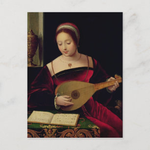 Mary Magdalene spielt die Lute Postkarte