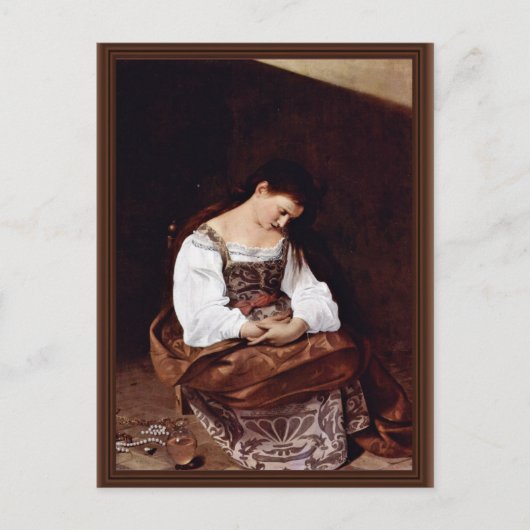 Mary Magdalene von Michelangelo Merisi Da Caravagg Postkarte (Vorderseite)