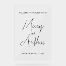 Mary Minimalistisch Wedding Acrylic Begrüßungszeic