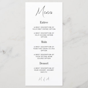 Mary - Minimalistisches elegantes Hochzeitsmenü Menükarte