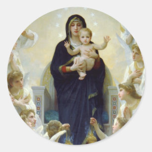 Mary mit Engeln - Regina Angelorum Runder Aufkleber