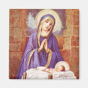 Mary mit Jesus im Vintagen Magnet