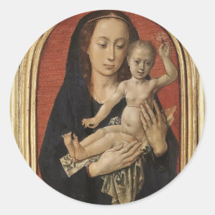 Mary mit Kind durch Hugo van der Goes Runder Aufkleber