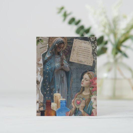 Mary Mixed Media Collage Postkarte (Stehend Vorderseite)