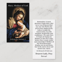 Mary, Mother God Prayer Card Telefonnummerkarte