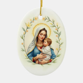 Mary Mother of God Peace and Blessings Scripture Keramik Ornament