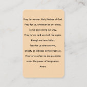 Mary Mother of God Prayer Card Visitenkarte (Rückseite)