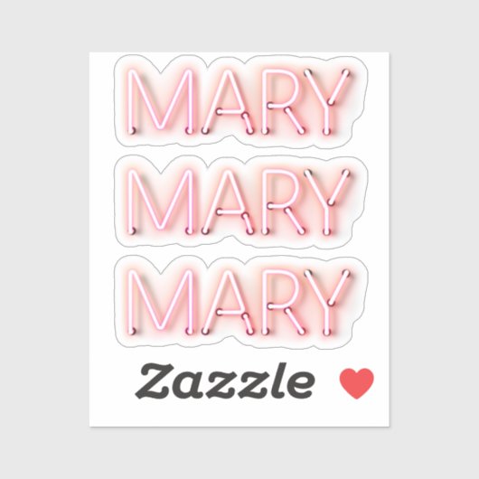 Mary Name in Glows Neon Lights x3 Aufkleber (Blatt)