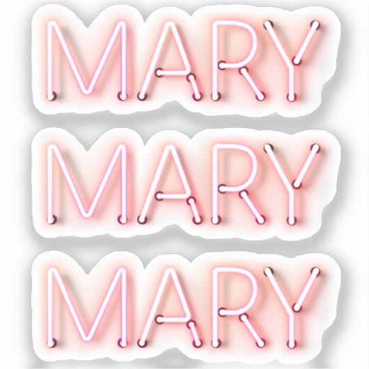 Mary Name in Glows Neon Lights x3 Aufkleber (Vorderseite)